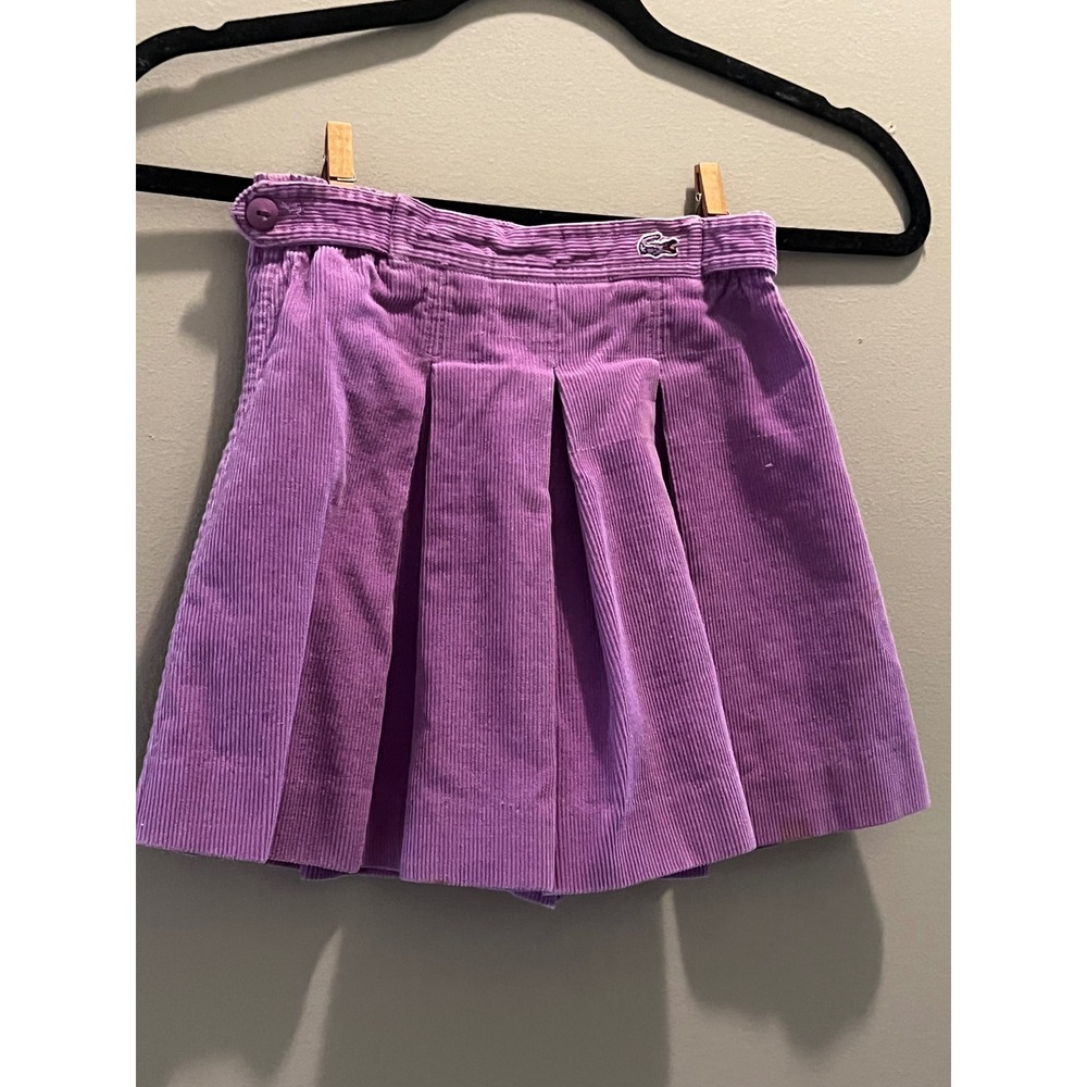 Izod Lacoste Corduroy Pleated Skort Kids 5 Purple Fair Vintage Logo Shorts